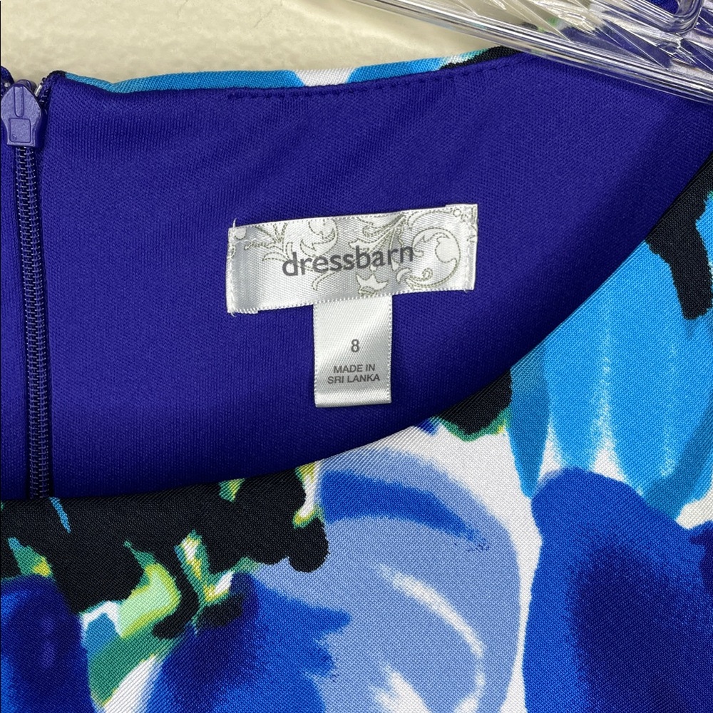 DRESSBARN Purple & Blue Watercolor Floral Empire Waist A-Line Skirt Size 8 - Picture 6 of 11